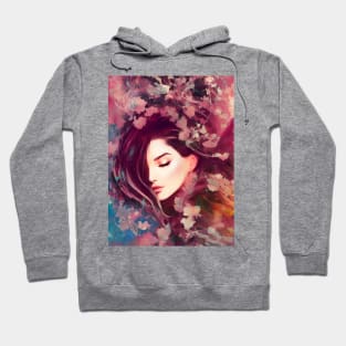 Fall Leaves Beautiful Young Woman Abstract Hoodie